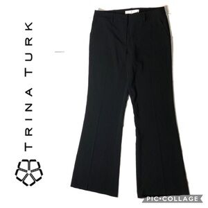 Trina Turk Pleated Black Pants Sz 4 Dress Career Women’s Flare